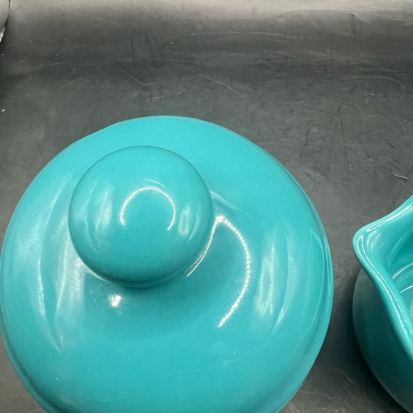 Turquoise Ceramic Sugar and Creamer Set - Picture 4 of 9